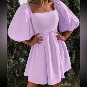 Purple puff sleeve dress